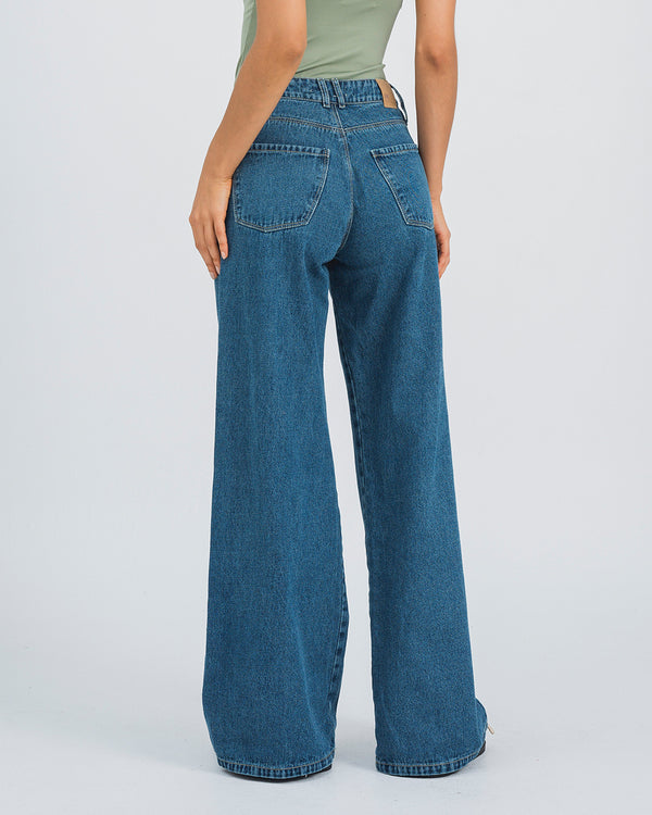 JEAN WIDE LEG TALLE ALTO MAREA