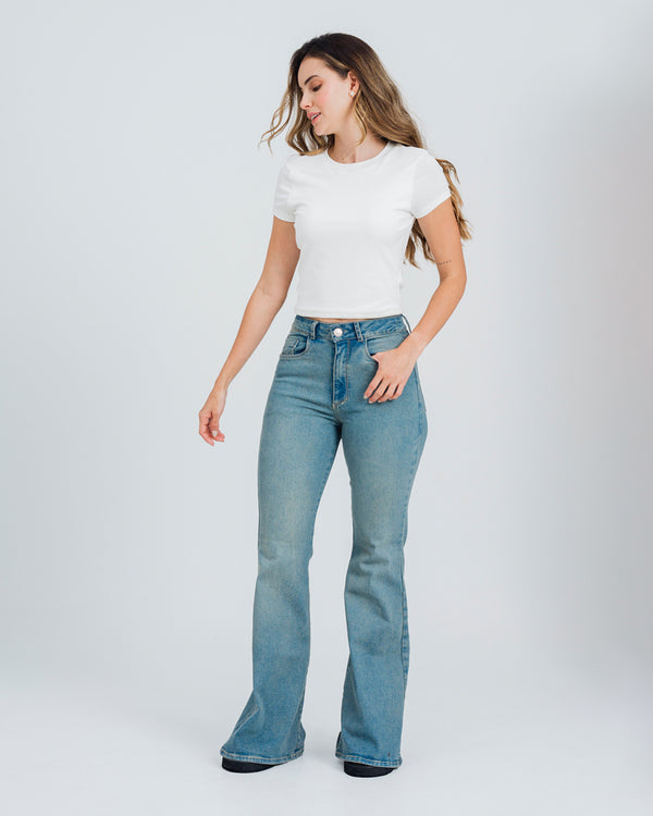 JEAN FLARE TALLE ALTO RAGGI