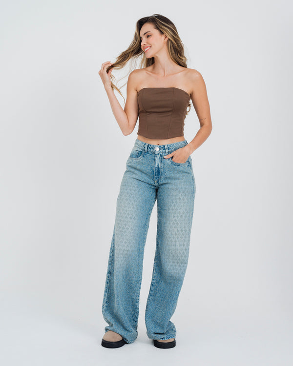 JEAN WIDE LEG TALLE ALTO VIRI