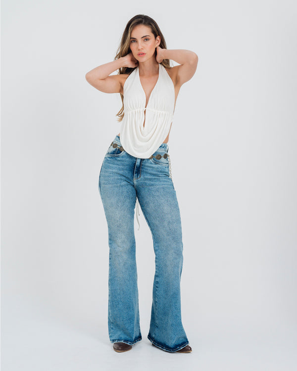 JEAN FLARE TALLE ALTO BRASS