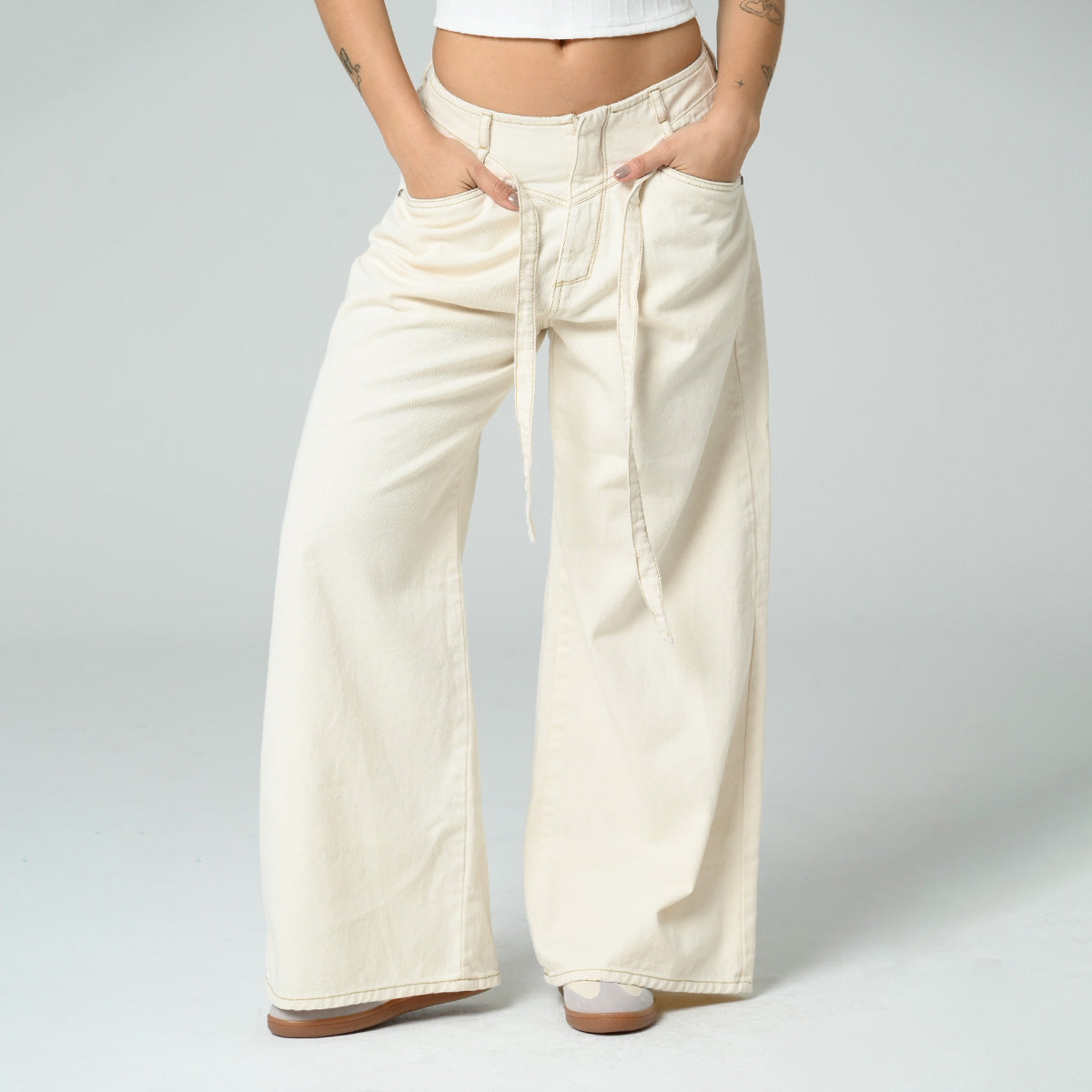 PANTALON WIDE LEG TALLE ALTO TIERO