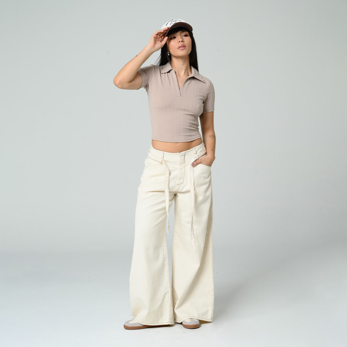 PANTALON WIDE LEG TALLE ALTO TIERO
