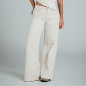 PANTALON WIDE LEG TALLE ALTO VANILE