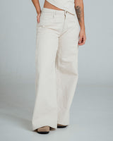 PANTALON WIDE LEG TALLE ALTO VANILE