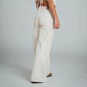 PANTALON WIDE LEG TALLE ALTO VANILE