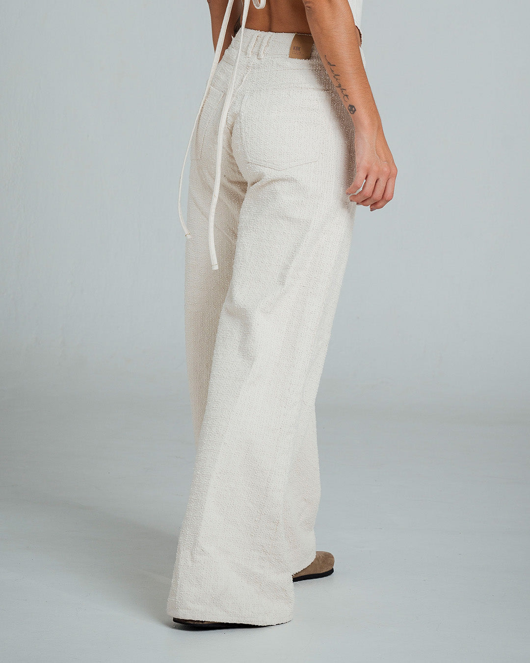 PANTALON WIDE LEG TALLE ALTO VANILE