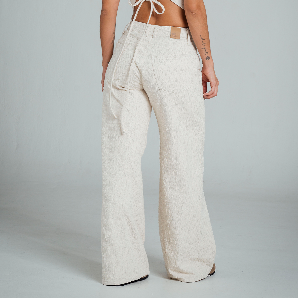 PANTALON WIDE LEG TALLE ALTO VANILE