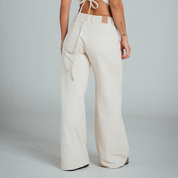 PANTALON WIDE LEG TALLE ALTO VANILE