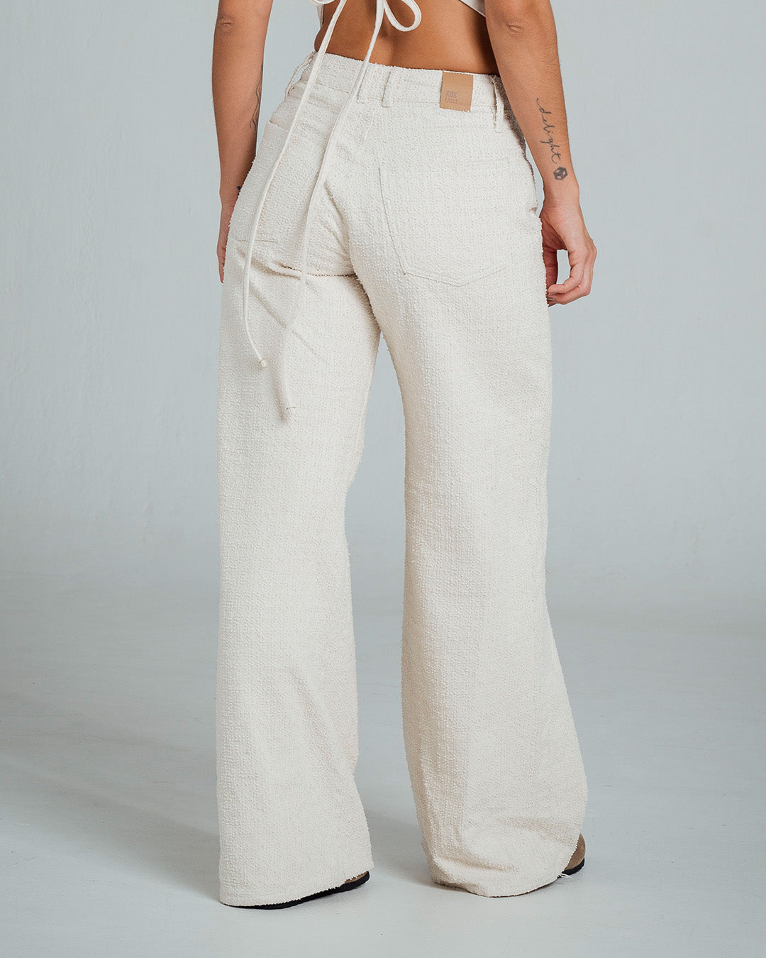PANTALON WIDE LEG TALLE ALTO VANILE