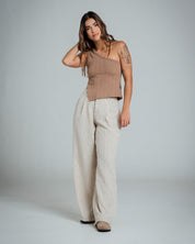 PANTALON BOTA AMPLIA TALLE ALTO OREO