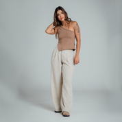 PANTALON BOTA AMPLIA TALLE ALTO OREO