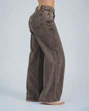PANTALON WIDE LEG TALLE ALTO MARRONE