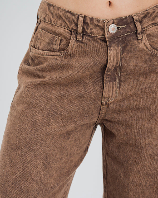 PANTALON WIDE LEG TALLE ALTO MARRONE