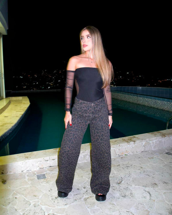 PANTALON WIDE LEG TALLE ALTO LEOPI