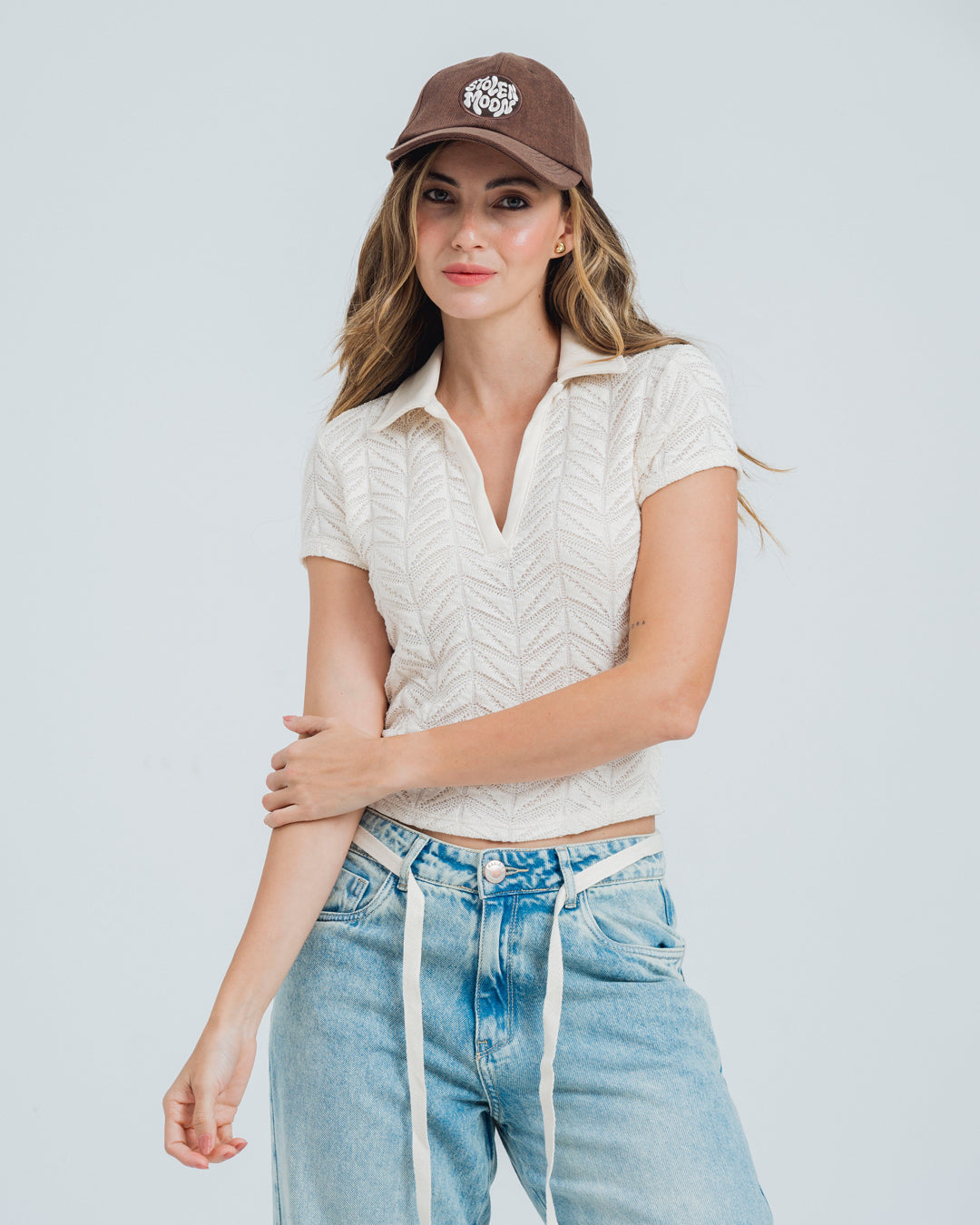 POLO AJUSTADA MANGA CORTA CREM