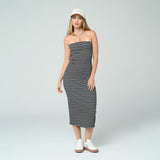 VESTIDO MIDI AJUSTADO STRAPLESS YARS