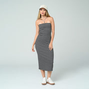 VESTIDO MIDI AJUSTADO STRAPLESS YARS