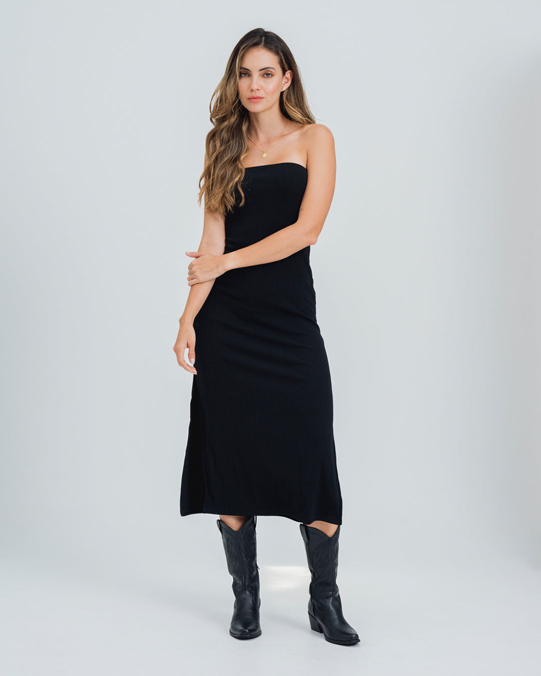 VESTIDO AJUSTADO LARGO STRAPLESS RITAO