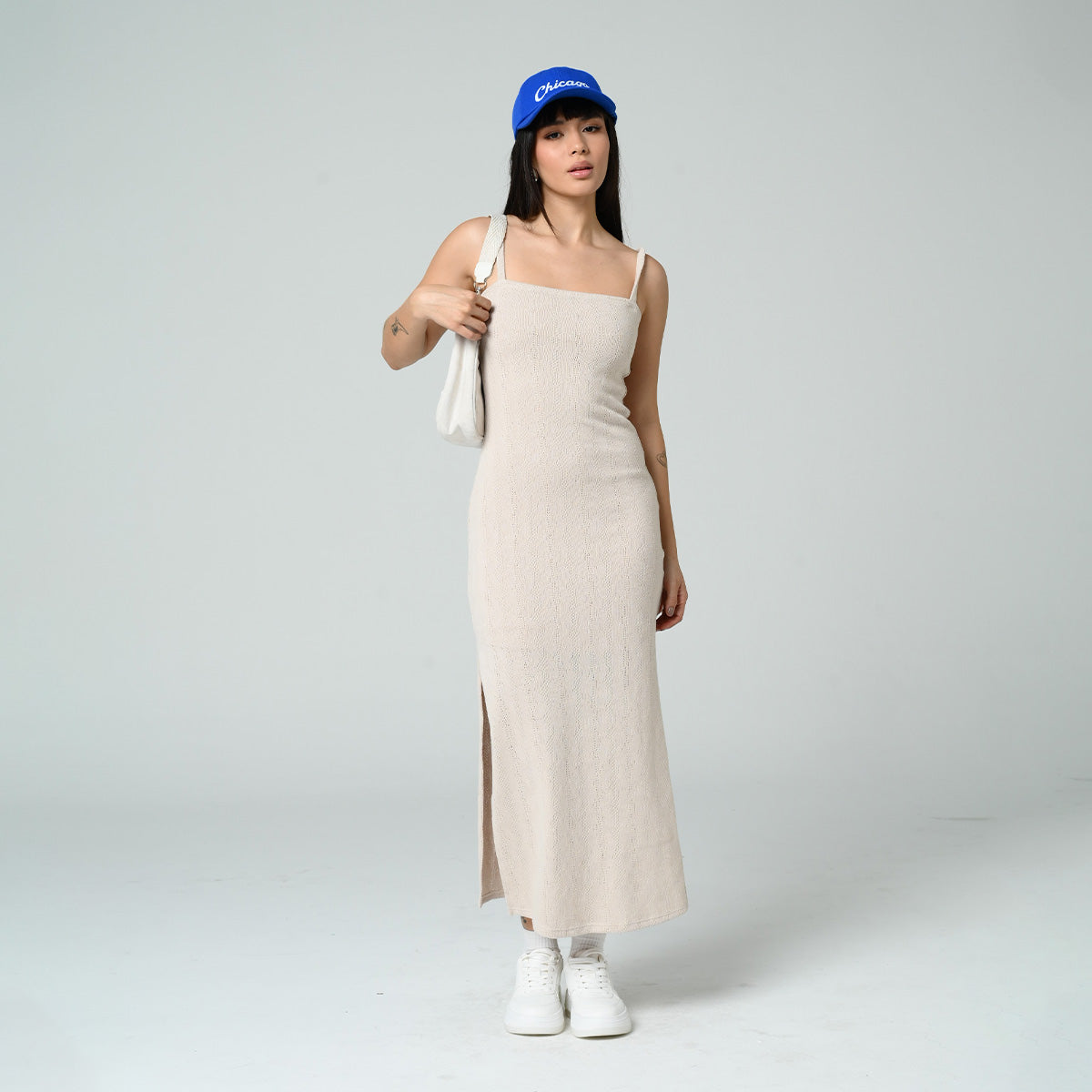 VESTIDO MIDI AJUSTADO TIRAS HASHI