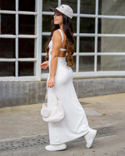 VESTIDO AJUSTADO LARGO TIRAS MARCOS