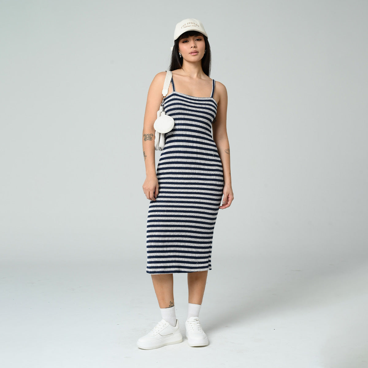 VESTIDO MIDI AJUSTADO TIRAS ATENA