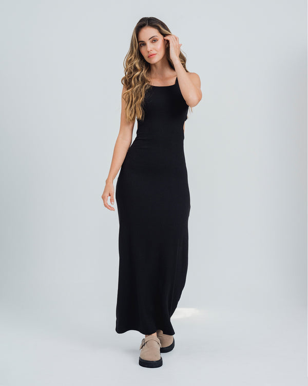 VESTIDO AJUSTADO LARGO TIRAS LANDIA