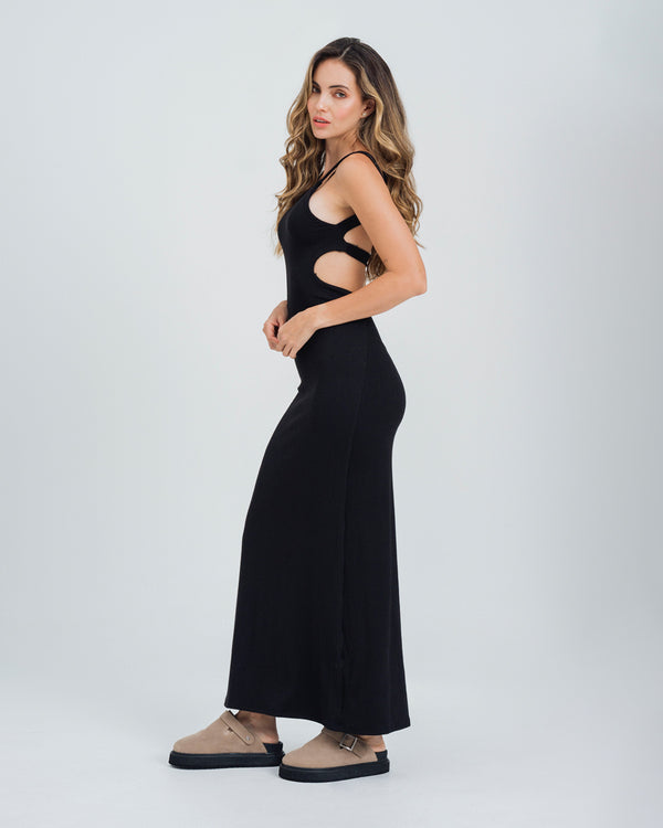 VESTIDO AJUSTADO LARGO TIRAS LANDIA