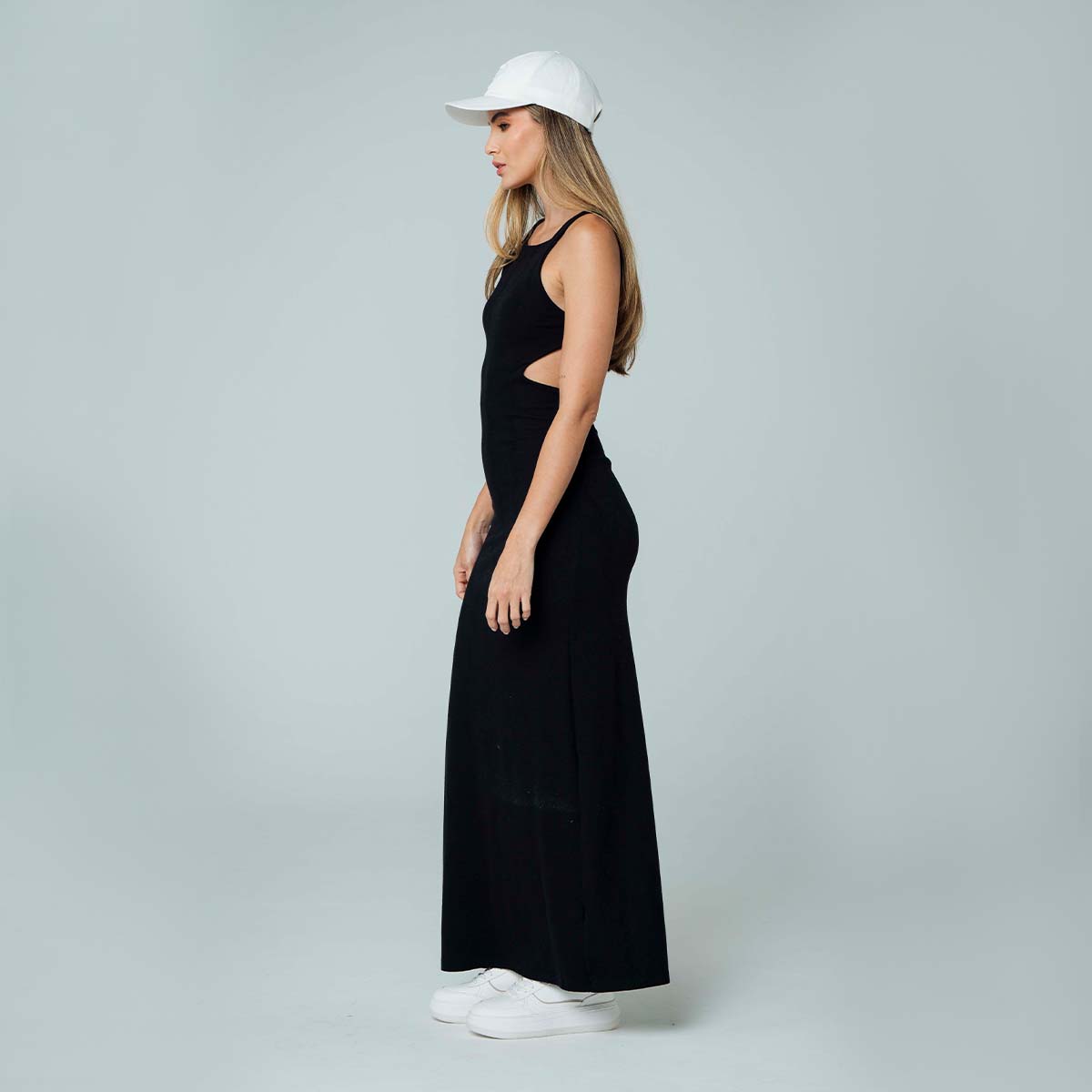 VESTIDO AJUSTADO LARGO TIRAS LANDIA