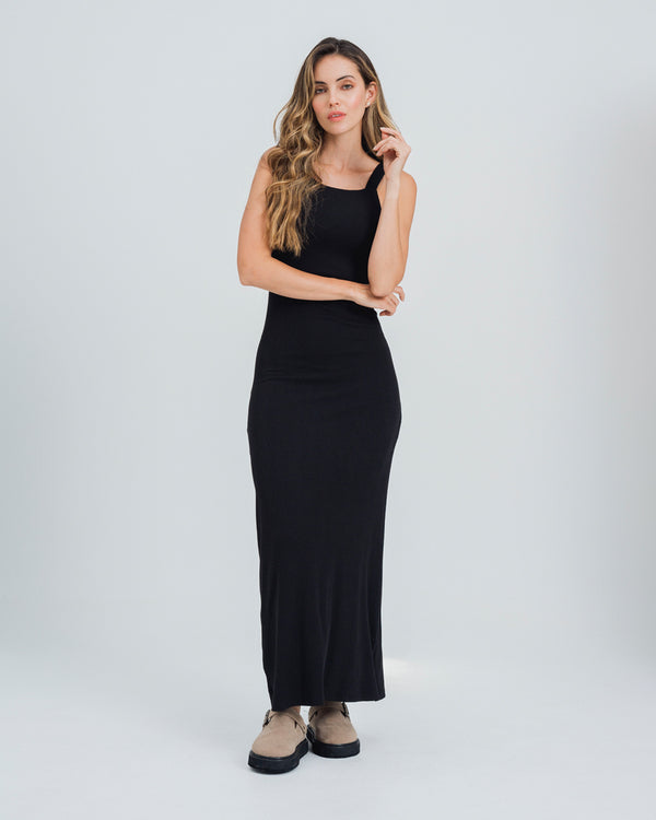 VESTIDO AJUSTADO LARGO TIRAS LANDIA