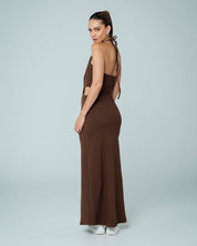 VESTIDO AJUSTADO LARGO CUELLO HALTER HEL