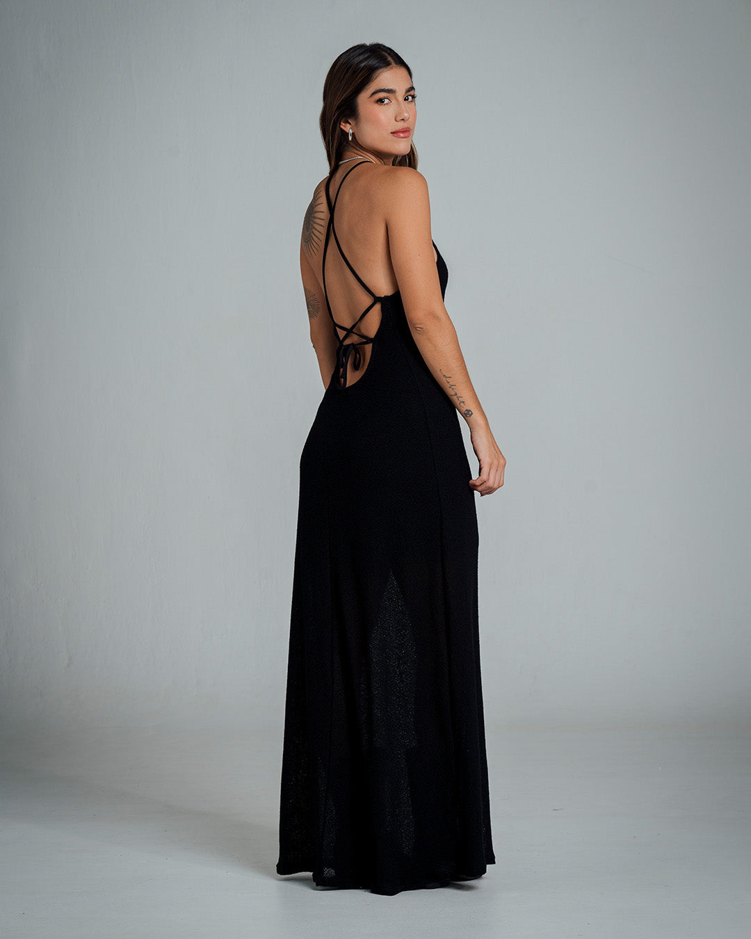 VESTIDO AJUSTADO LARGO TIRAS WILO