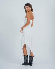 VESTIDO MIDI AJUSTADO STRAPLESS RISTA