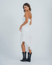 VESTIDO MIDI AJUSTADO STRAPLESS RISTA