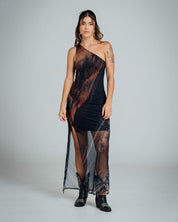 VESTIDO AJUSTADO LARGO SHOULDERLESS DEGR