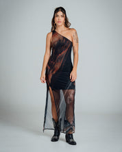 VESTIDO AJUSTADO LARGO SHOULDERLESS DEGR