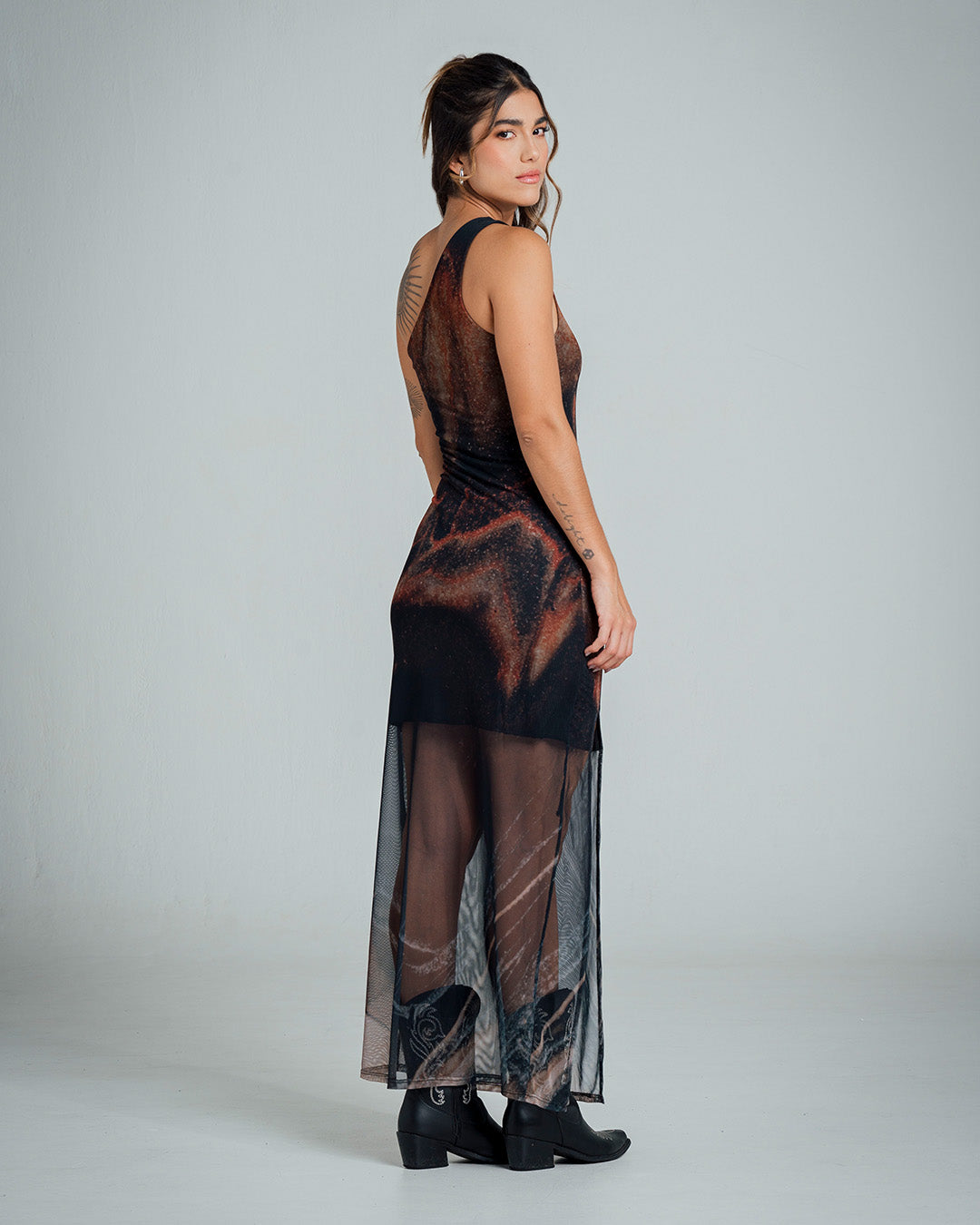 VESTIDO AJUSTADO LARGO SHOULDERLESS DEGR