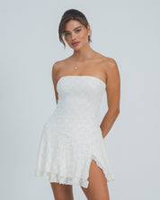 VESTIDO CORTO  SEMI AJUSTADO STRAPLESS V