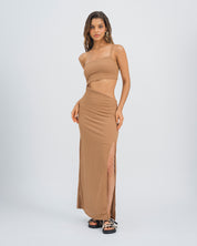 VESTIDO AJUSTADO LARGO TIRAS DUNA