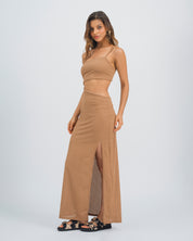 VESTIDO AJUSTADO LARGO TIRAS DUNA