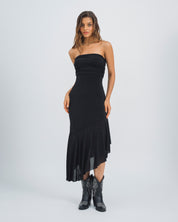 VESTIDO MIDI AJUSTADO STRAPLESS LIBI