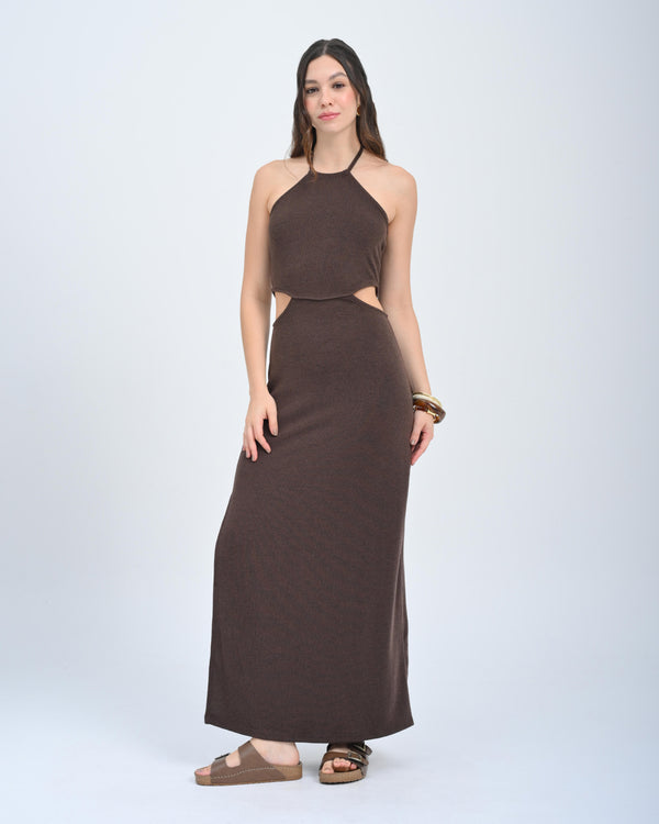 VESTIDO LARGO CUELLO HALTER SEL