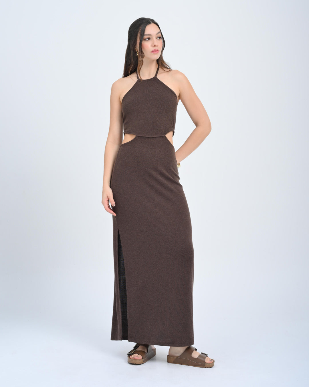 VESTIDO LARGO CUELLO HALTER SEL