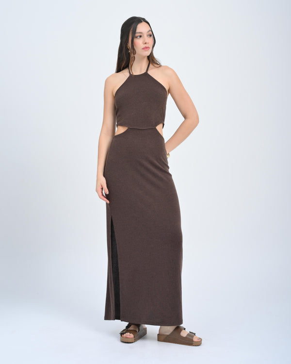 VESTIDO LARGO CUELLO HALTER SEL