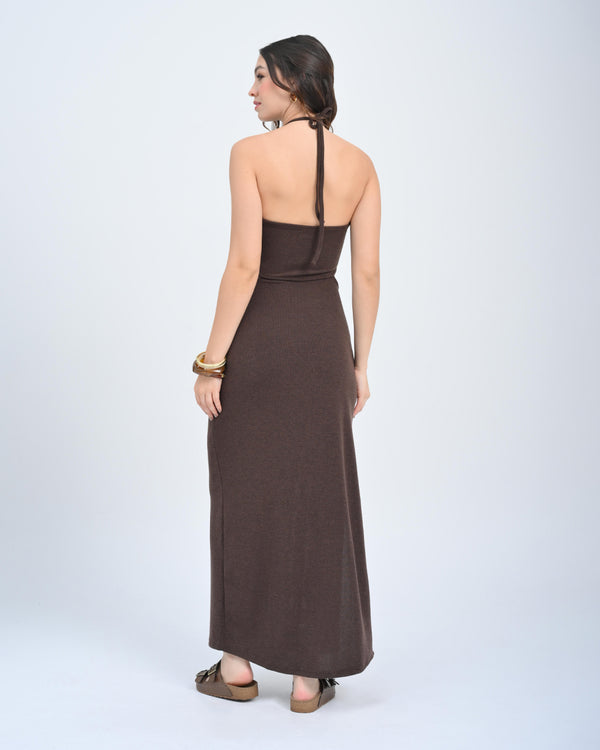 VESTIDO LARGO CUELLO HALTER SEL