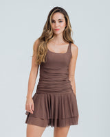 VESTIDO AJUSTADO CORTO MANGA SISA CHOC