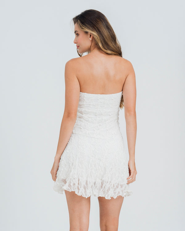VESTIDO CORTO  SEMI AJUSTADO STRAPLESS V