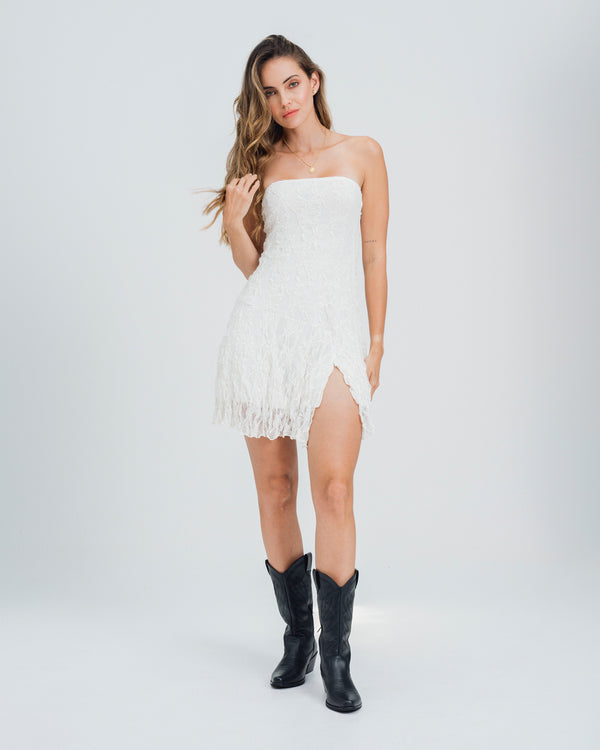 VESTIDO CORTO  SEMI AJUSTADO STRAPLESS V