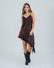 VESTIDO AMPLIO CORTO TIRAS OCRE
