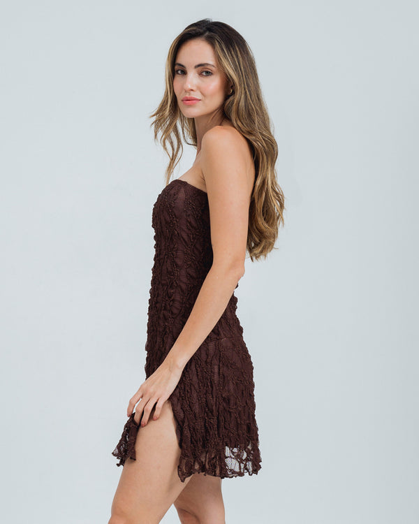 VESTIDO CORTO  SEMI AJUSTADO STRAPLESS T