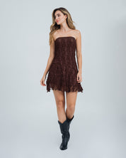 VESTIDO CORTO  SEMI AJUSTADO STRAPLESS T